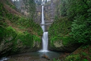 Multnomah Falls, one of the most beautiful Columbia River Gorge Waterfalls on the scenic and historic Highway 30 in Oregon.