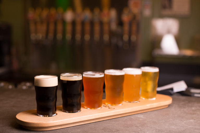 Beer flight at Pfriem Brewing or one of the many other Hood River Breweries