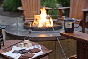 Unwind with s'mores at the firepit at our Cabins in Washington