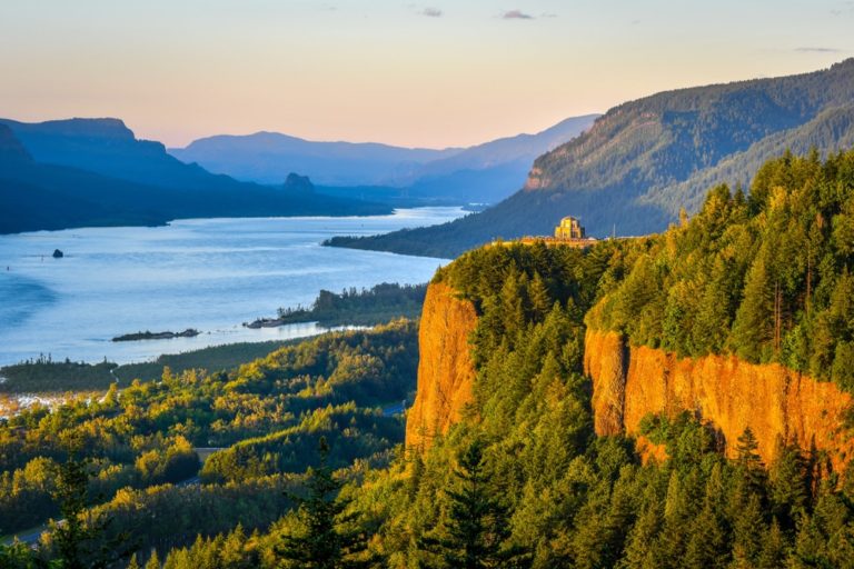 Breathtaking sunset view of the Columbia River Gorge from a hike - one of the top things to do in the Columbia River Gorge