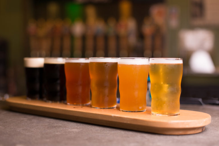 A flight a craft beer, similar to what you'll find at the top Hood River breweries