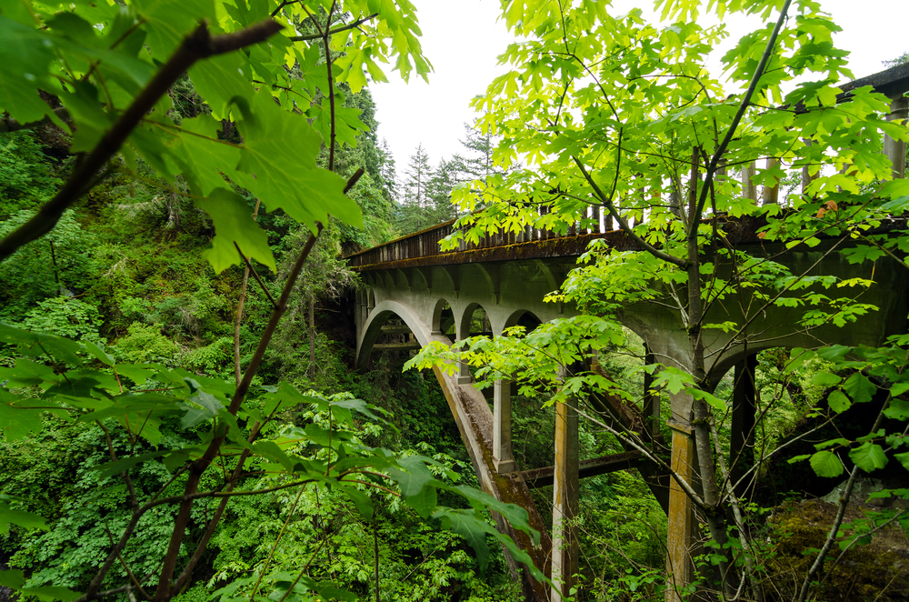 A historic bridge on HWY 30 Oregon in the Columbia River Gorge