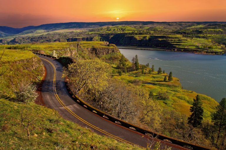 Stunning scenery along the historic HWY 30 Oregon in the Columbia River Gorge