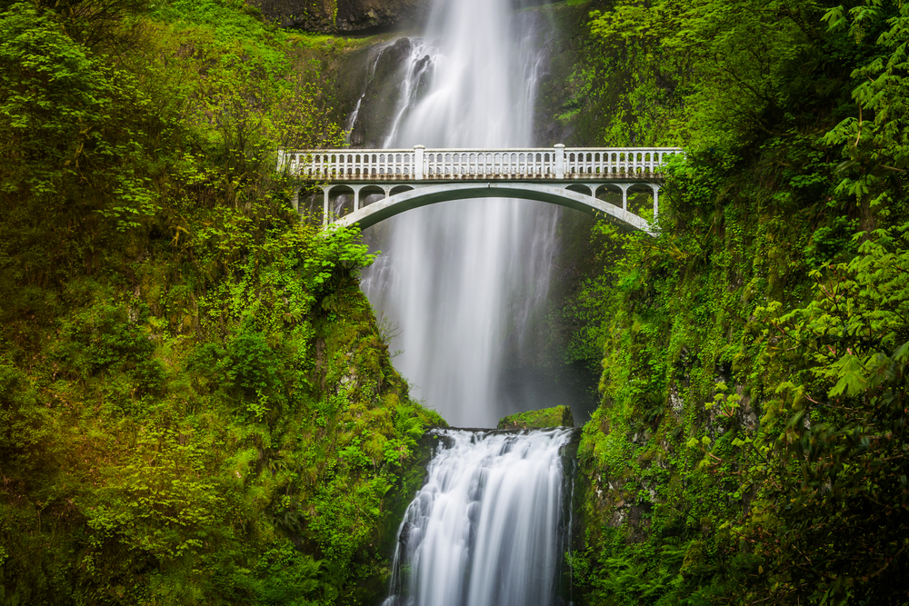 Multnomah Falls, one of the many attractions along HWY 30 Oregon in the Columbia River Gorge