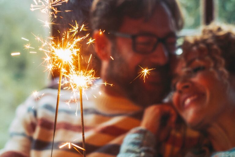 Couple enjoying a New Year getaway at our Romantic Cabins in Washington