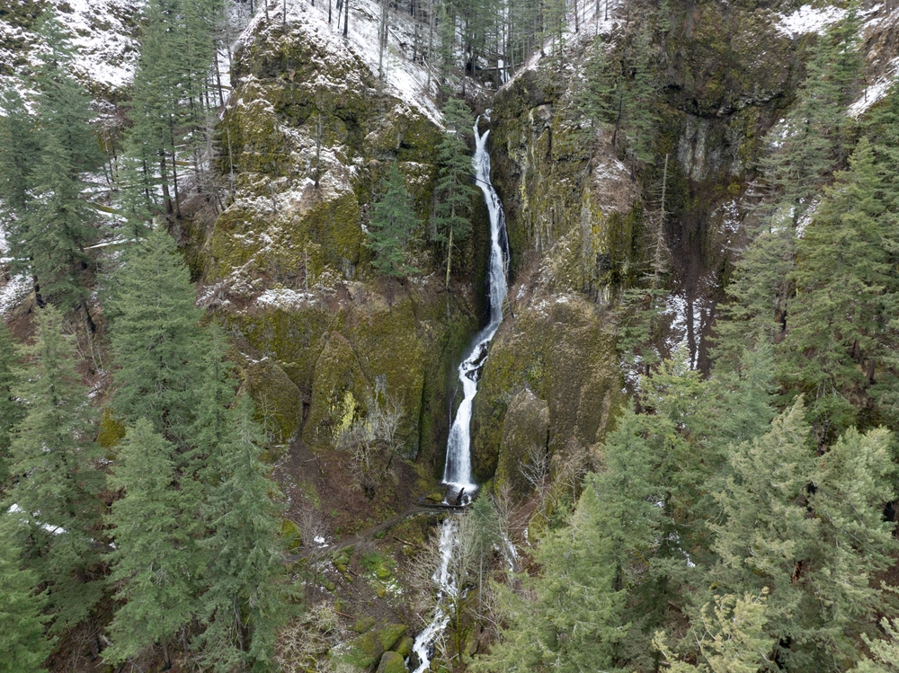 Wahkeena Falls is one of the best winter hikes in the Columbia River Gorge, while staying at our romantic cabins in Washington